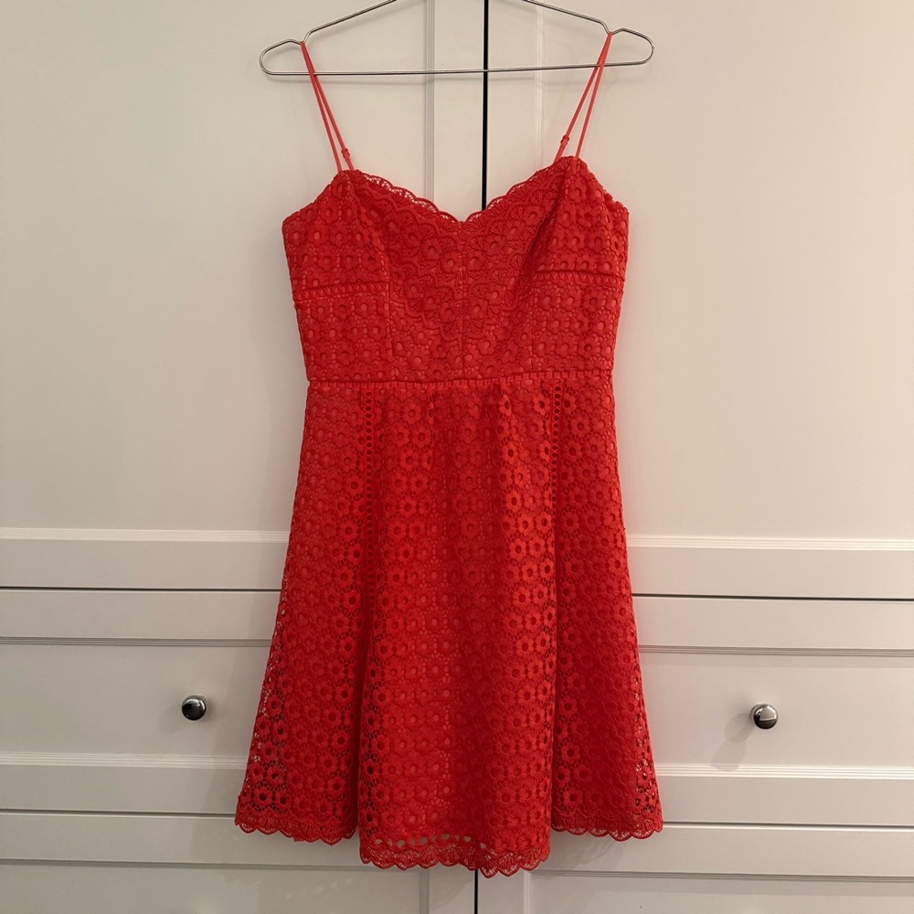 J. Crew Coral Lace Cocktail Dress - Like new!